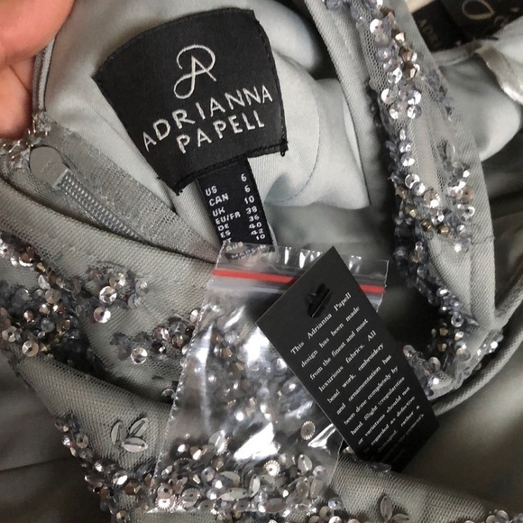 Adrianna Papell Embellished Mesh Bodice Gown Dress - Picture 8 of 8